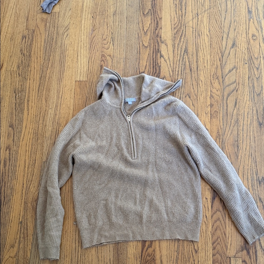 J. Crew Beige Ribbed Zip Sweater